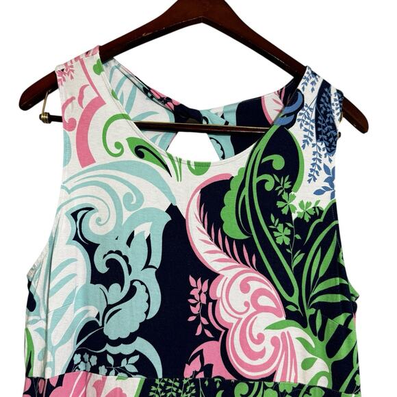 Talbots Twist Back Maxi Dress Womens Petite Small Paisley Jersey Stretch XL - Picture 3 of 6